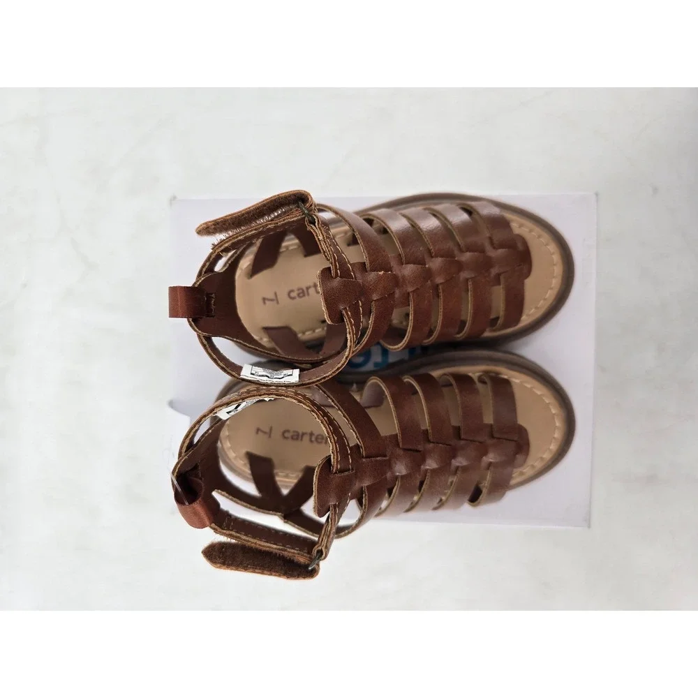 Carter's Ronda Gladiator Sandals Toddler 7 Brown Strappy Ankle Hook Loop - New